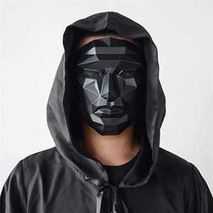 Adult Squid Game Costume Face Mask Cosplay Halloween Black Front Men